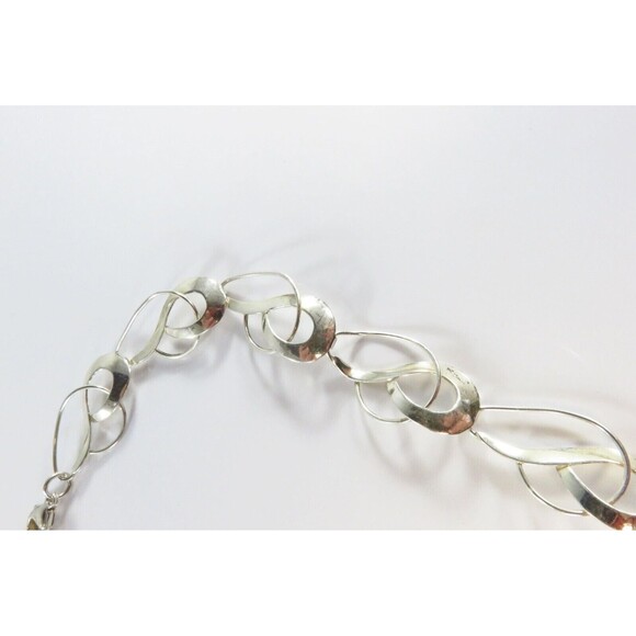 18" Sterling Silver Designer Style Fancy Twisted Metal Link Necklace Sterling TT - Picture 6 of 15